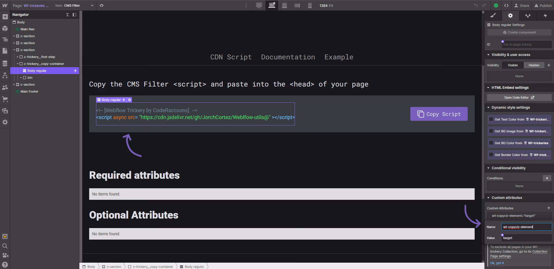 ctc copy element text target example