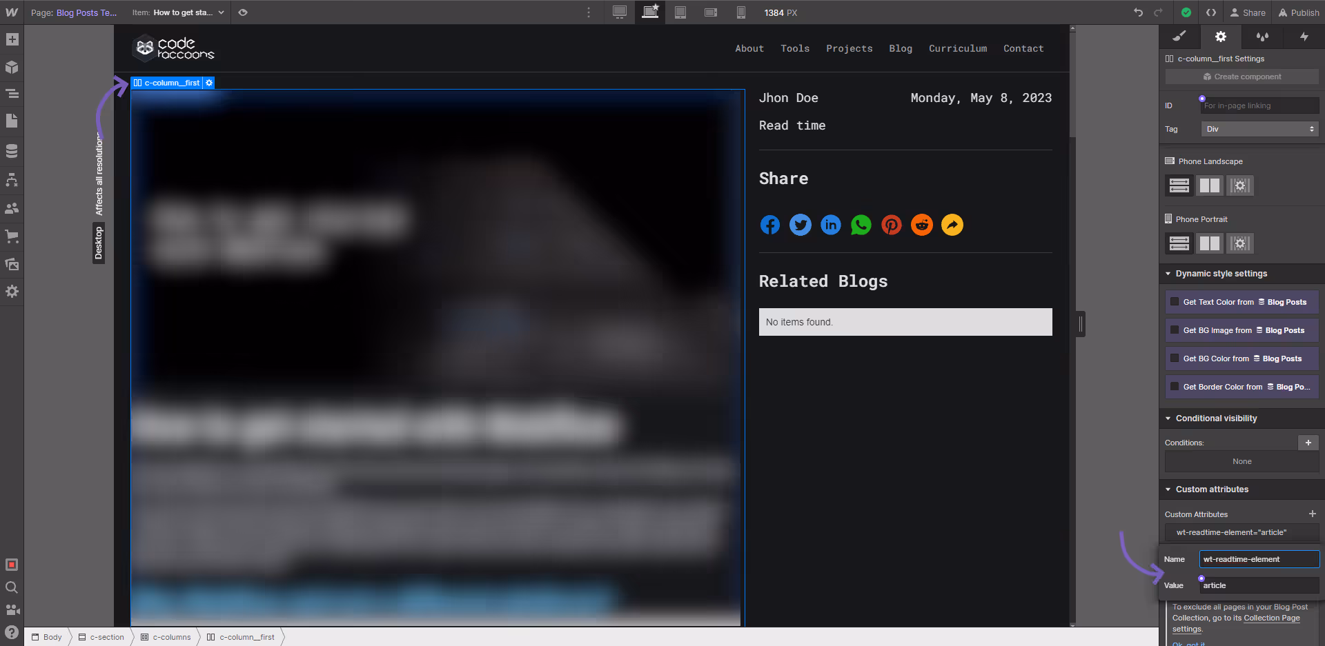 rt article container example
