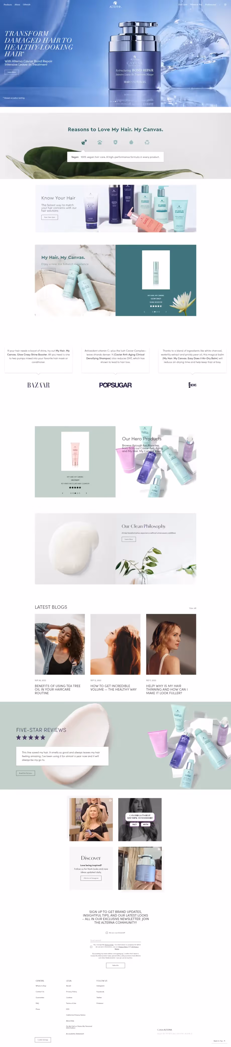 Alterna Haircare full site image