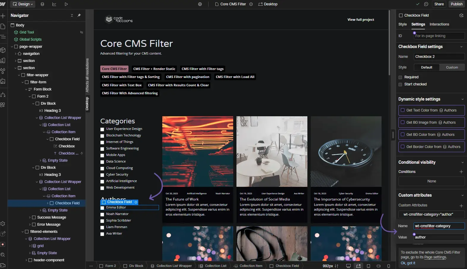CMS Filter - Filter Category example
