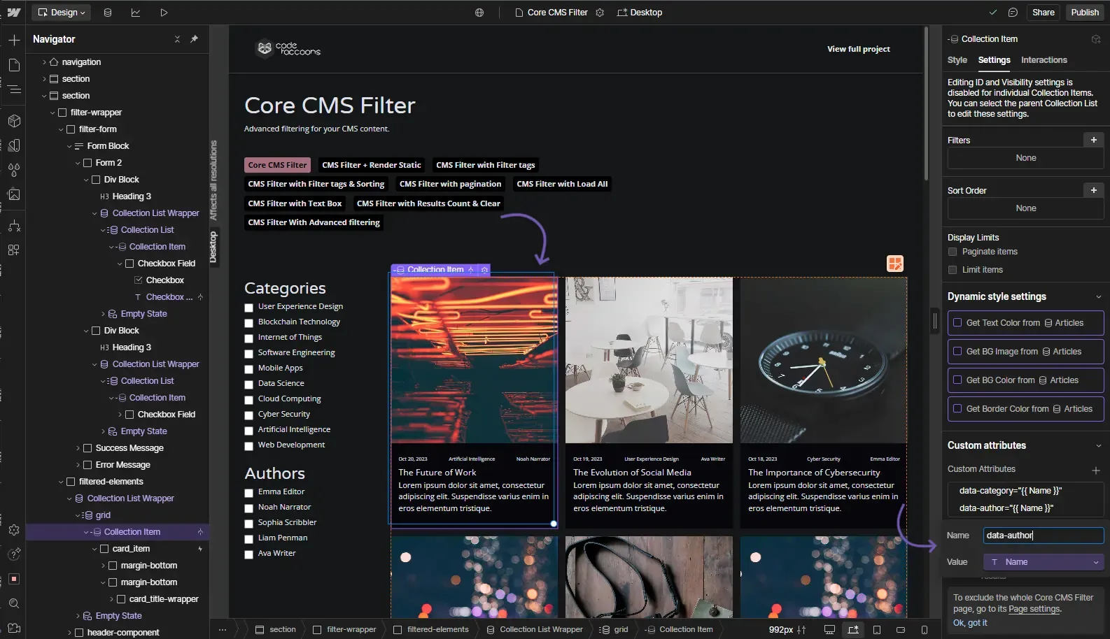 CMS Filter - Data Attribute example