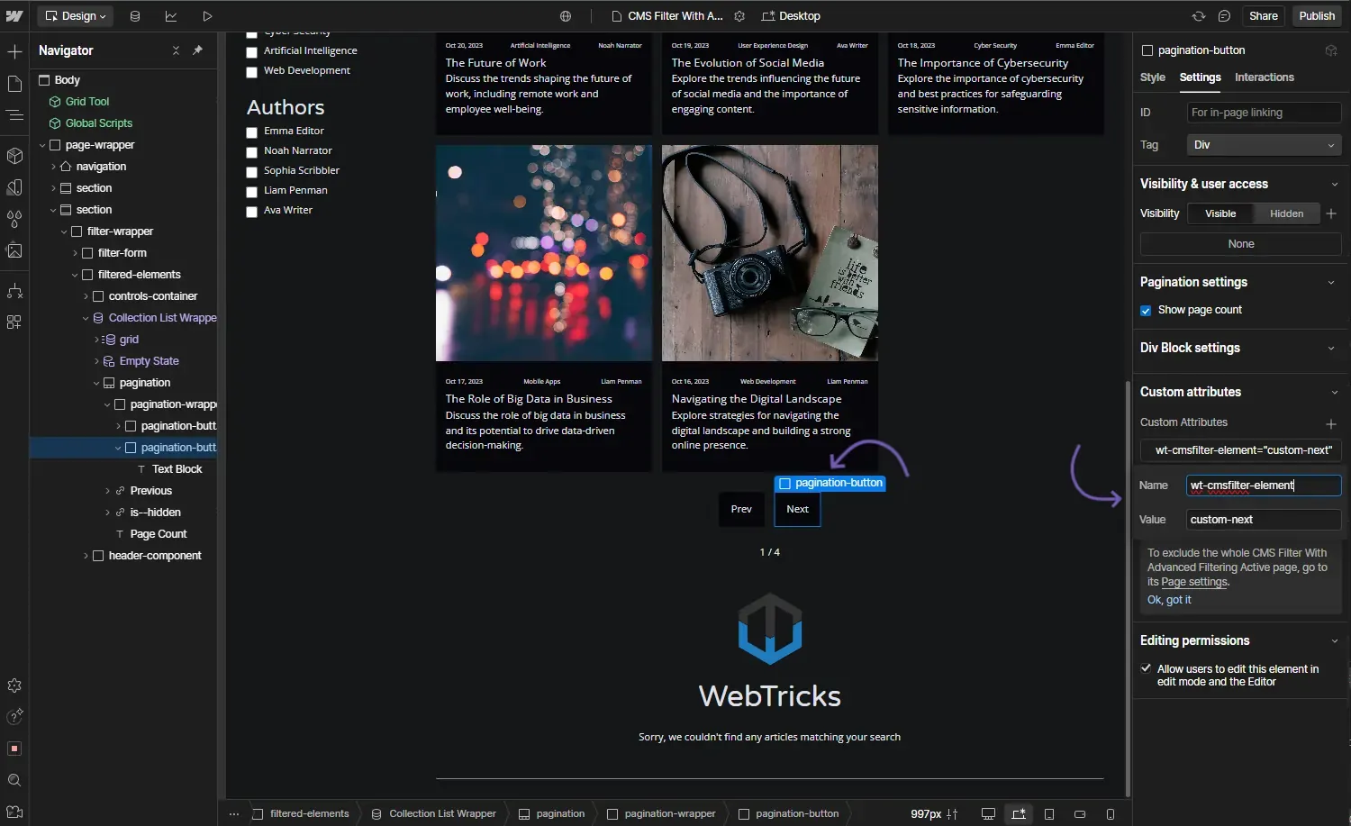 CMS Filter - Custom Buttons example