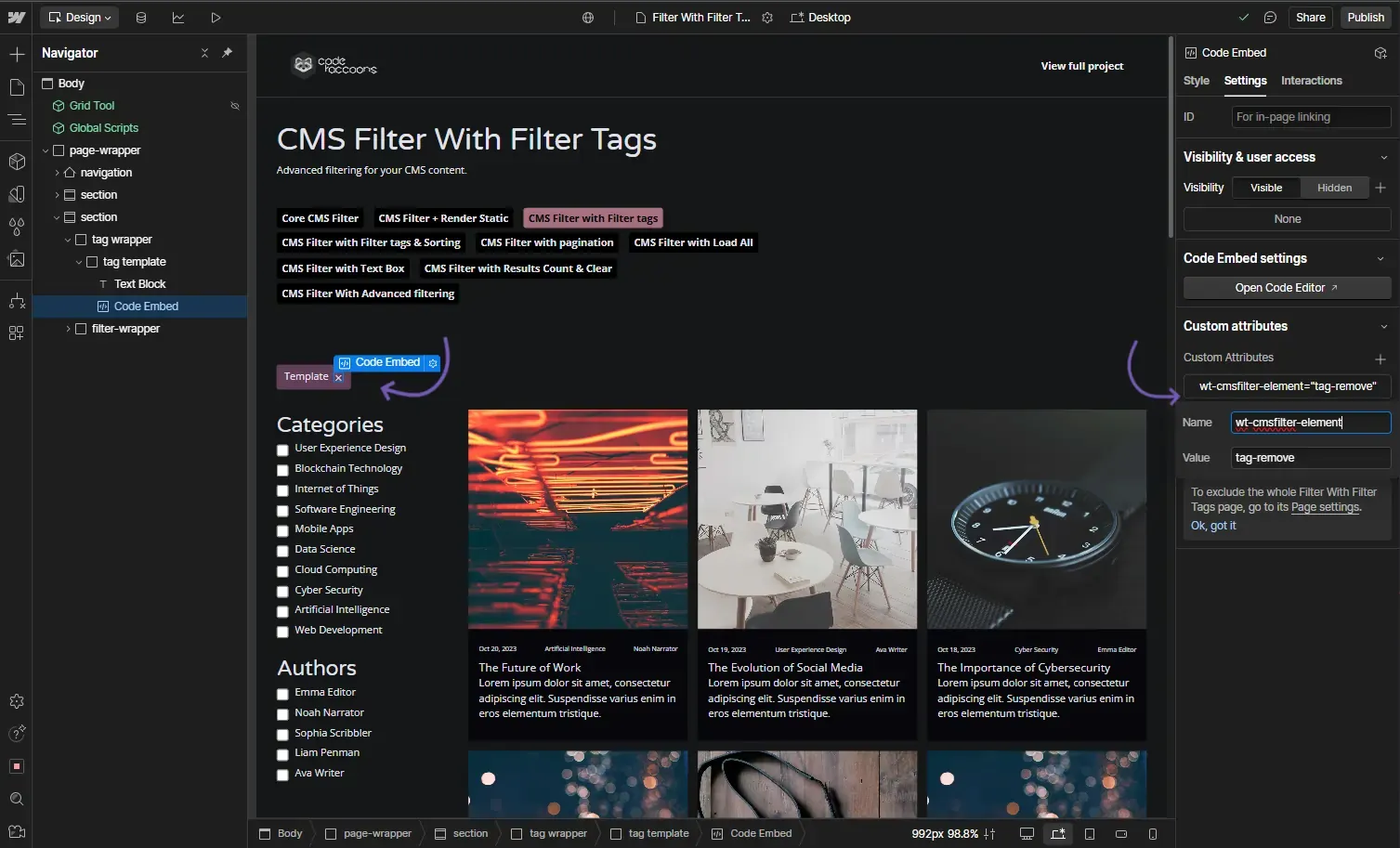 CMS Filter - Tag Remove example