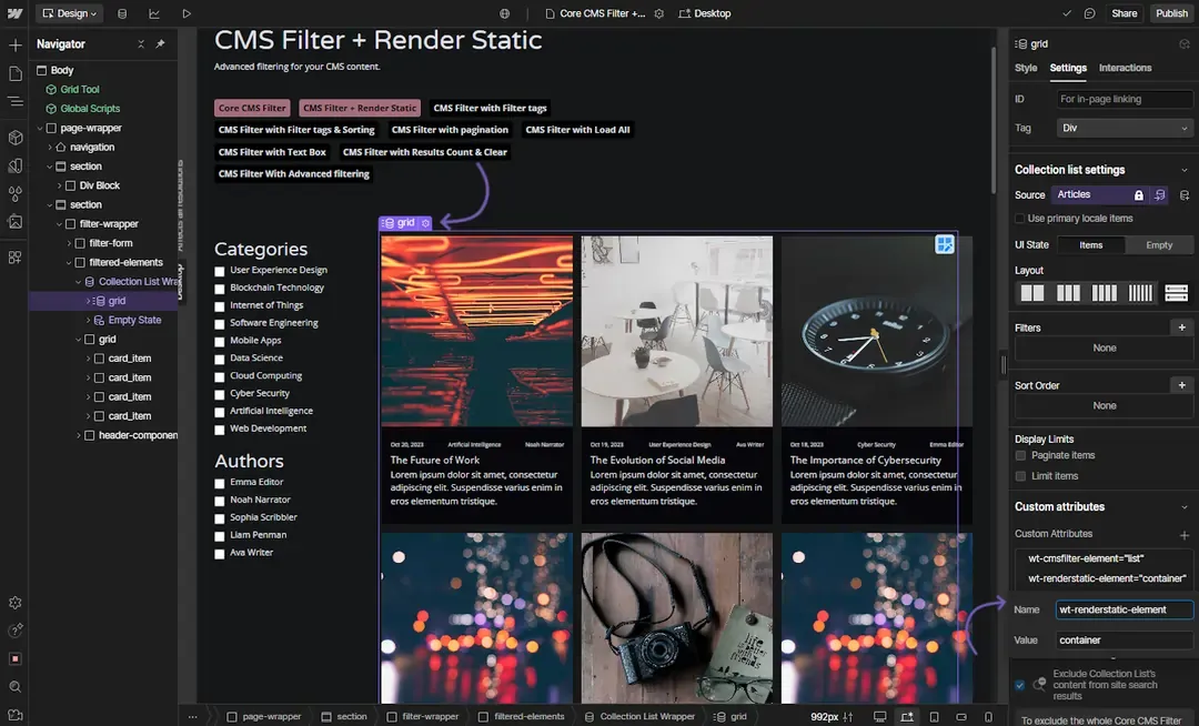 Render Static - Container example