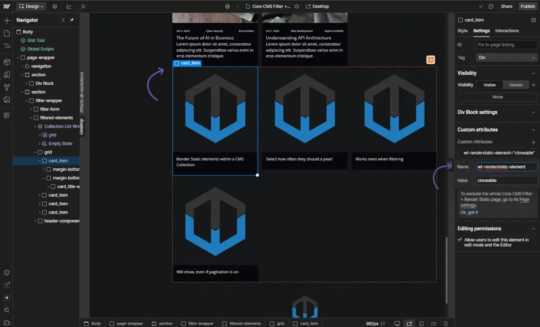 Render Static - Cloneable example