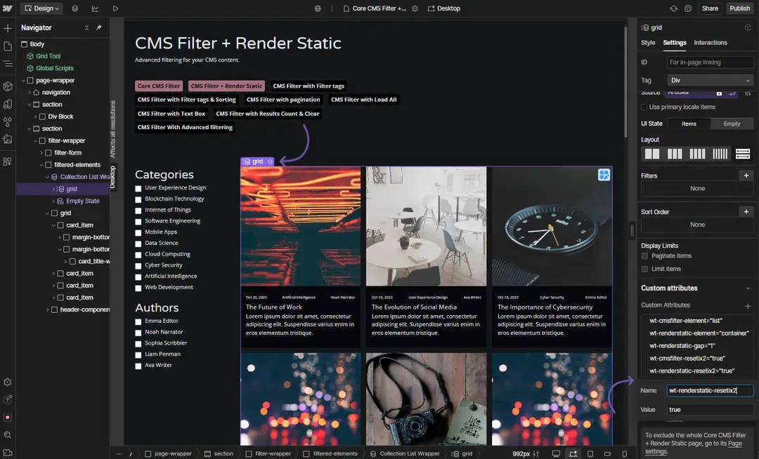 Render Static - resetix2 example