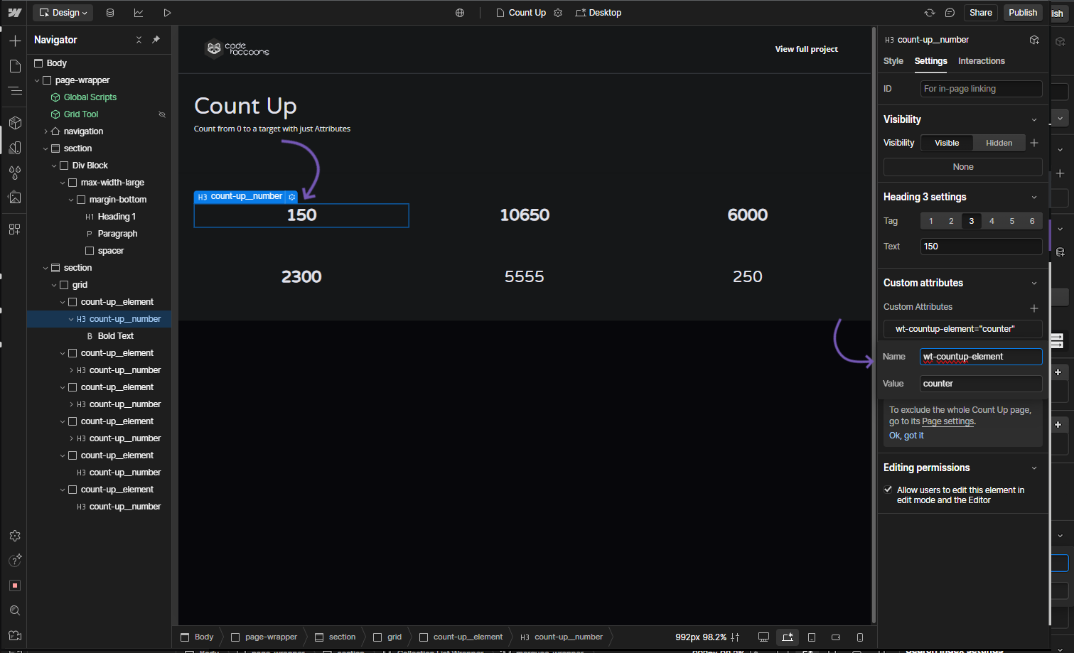 Count Up - Counter Element example