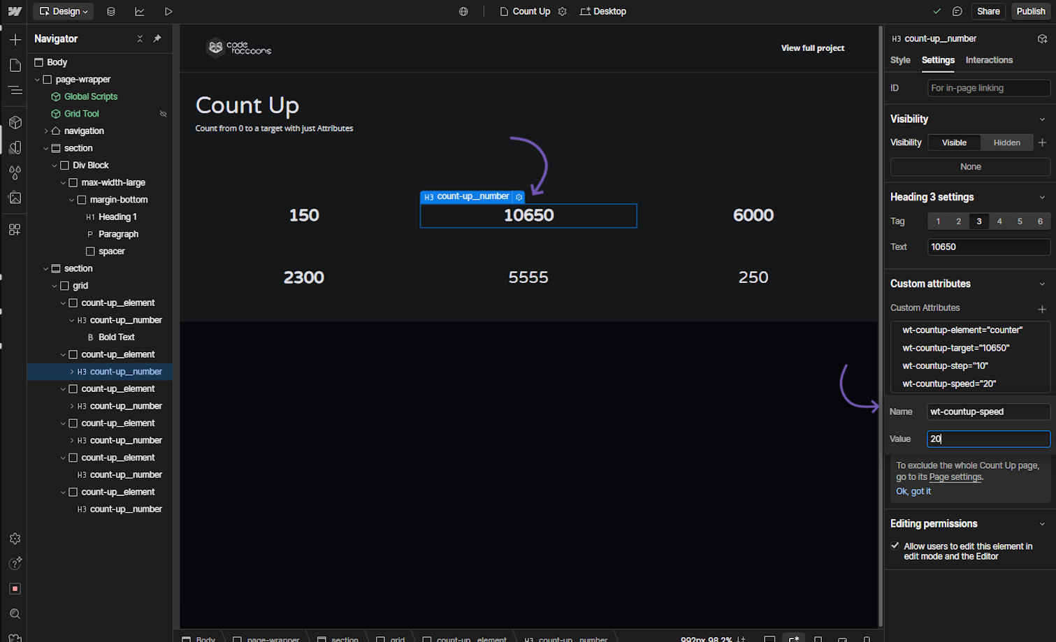 Count Up - Speed example