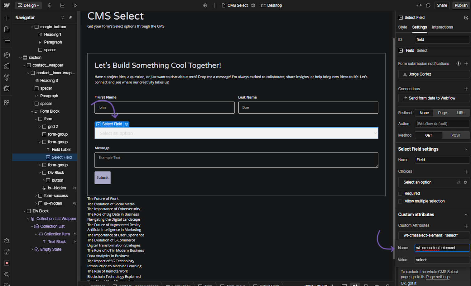 CMS Select - Select Element example