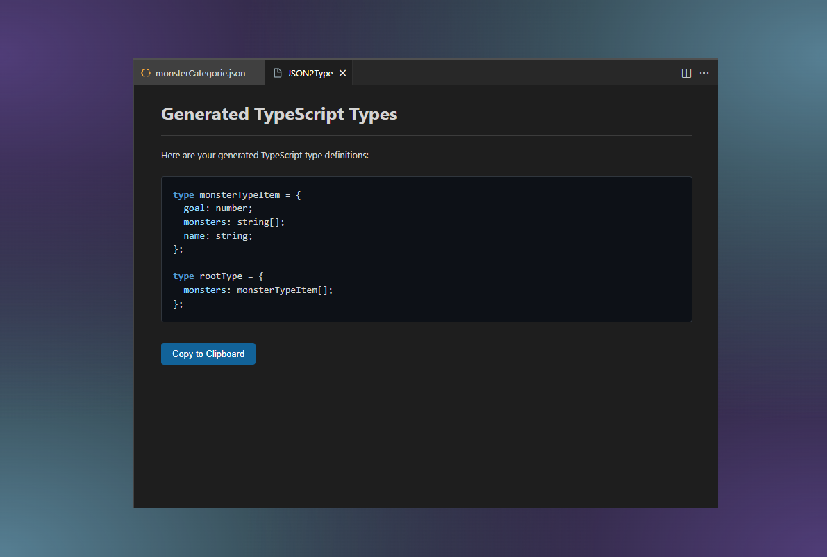 JSON2Type Generator gallery image 4