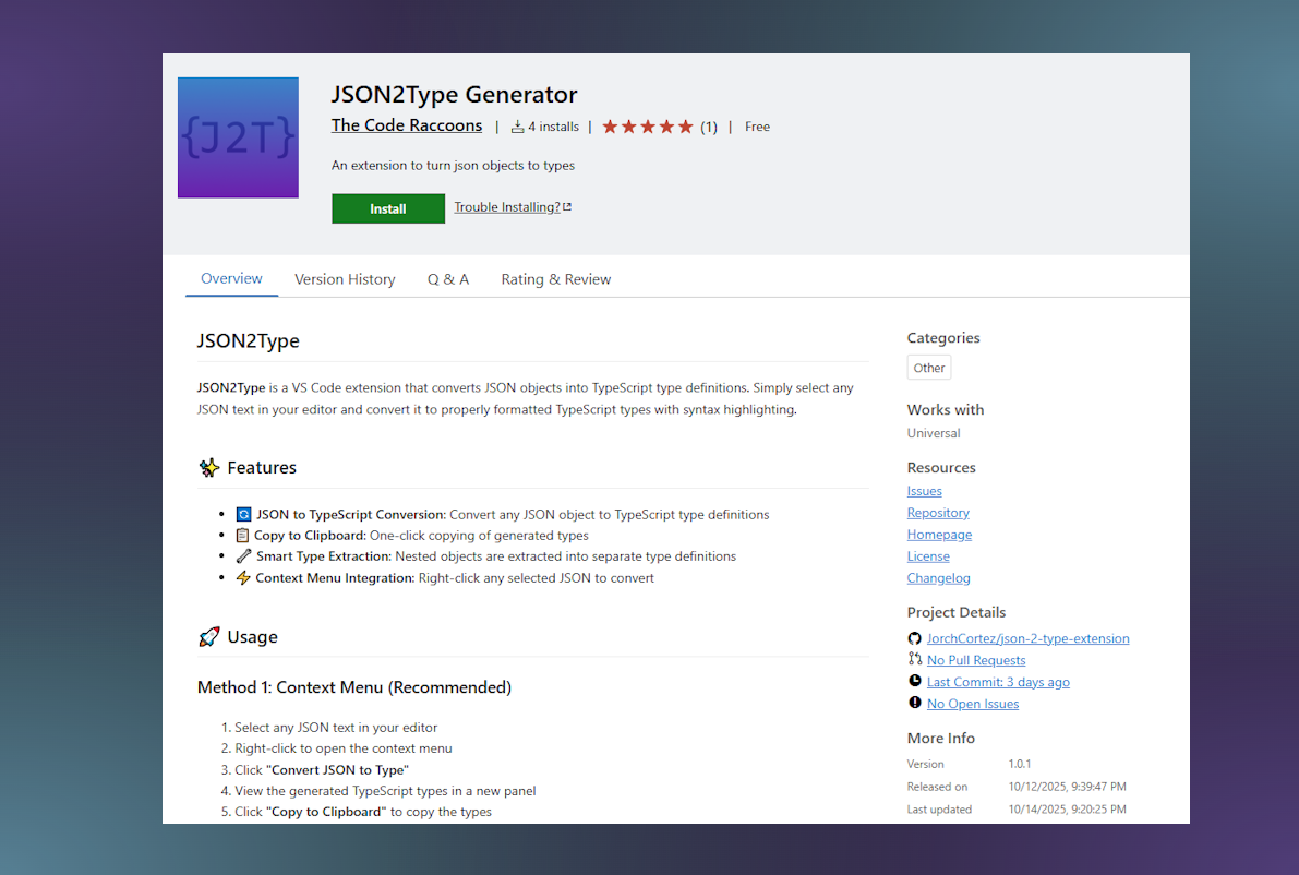JSON2Type Generator gallery image 1